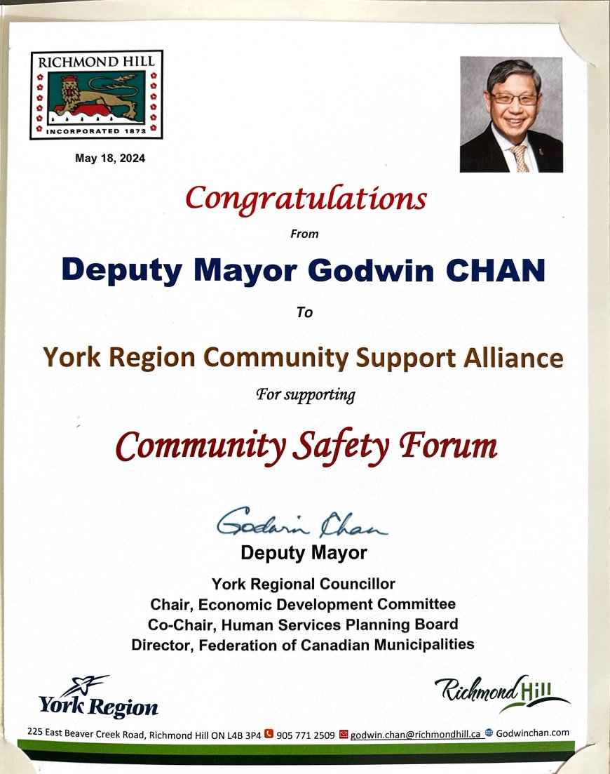 Greetings For Our Community Safety Forum